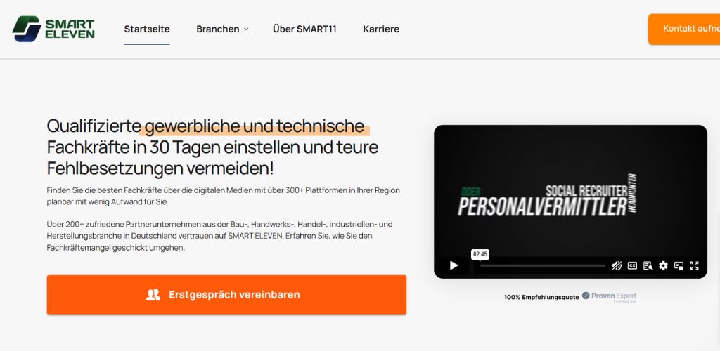 recruiting agenturen für photovoltaik Smart Eleven